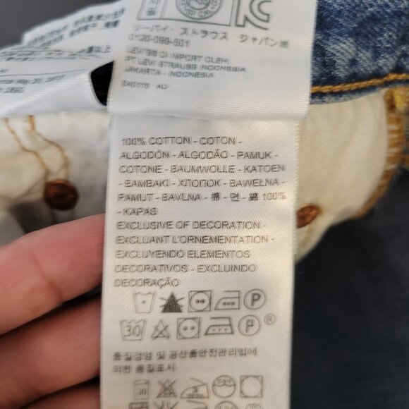 Levis Women Blue Distressed Raw Hem Hi Rise Button Fly 501 Denim Shorts Size 26 - Picture 10 of 12